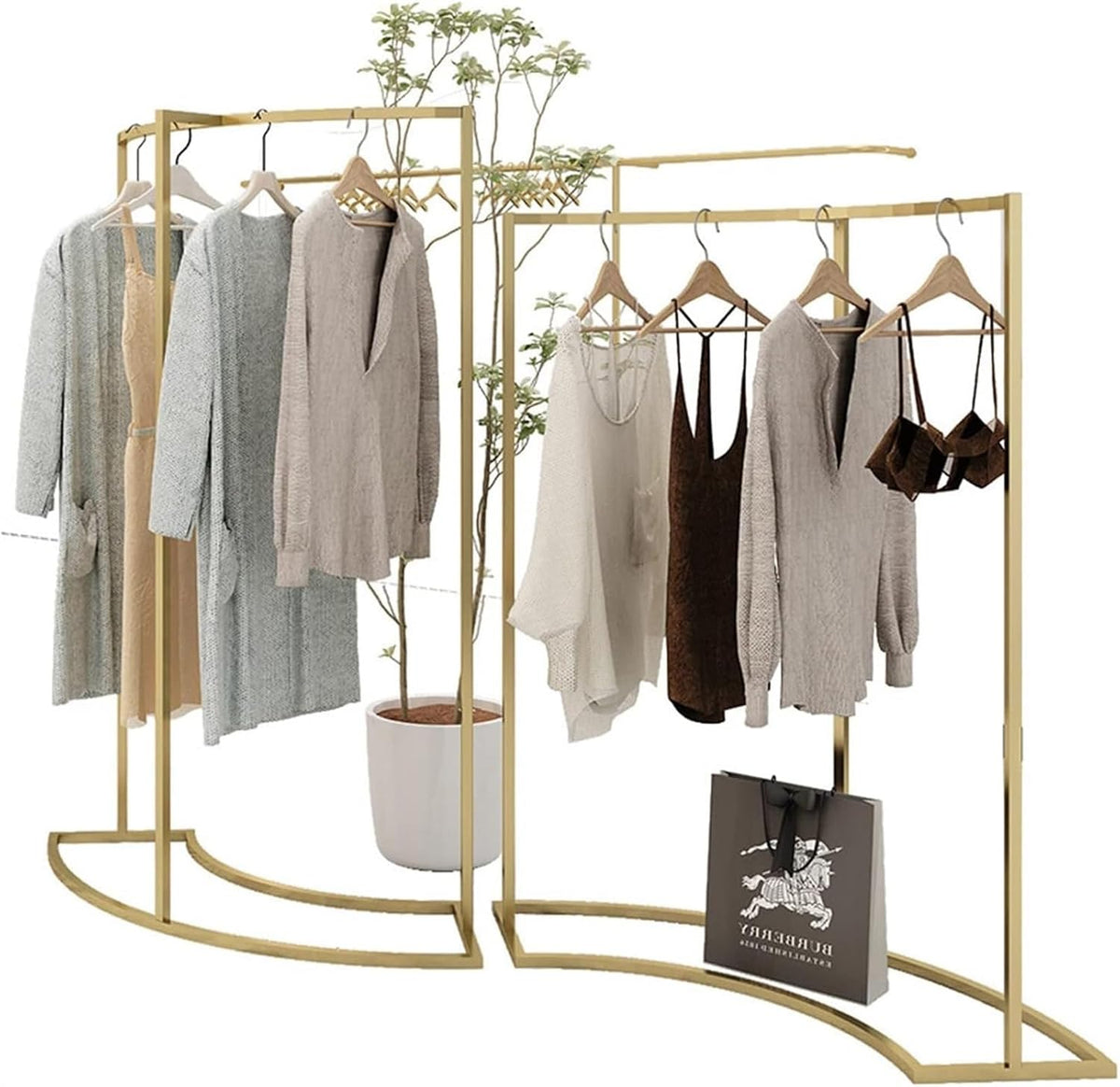 NevStp Clothes Hat Rack Metal Floor-Standing Hanger Set Clothing Store Boutique Showroom Display Racks Super Easy to Assemble Heavy Duty Rustproof Multifunctional Storage Shelf Hangers