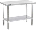 DuraSteel 24x48 Stainless Steel Work Table - NSF Commercial Prep Metal Table - Outdoor Pizza Oven Stand w/Under Shelf - Kitchen Island Laundry Utility Garage Microwave Stand Large Rolling Storage Cart