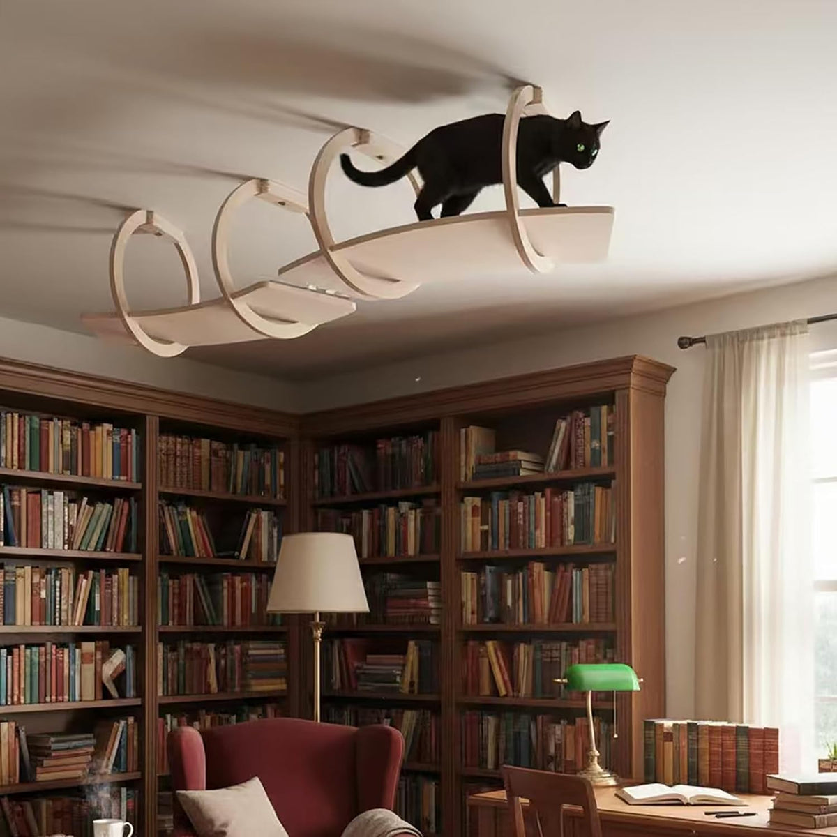 Wooden Cat Shelves for Wall, Cat Bridge, Sky Corridor, DIY Freedom Assembly, 2 Pcs