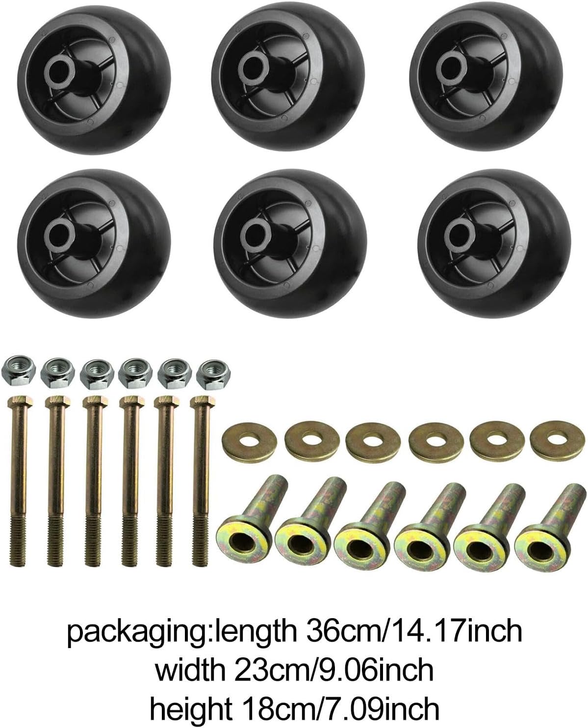 Baoblaze Deck Wheels Kit with & Locknuts Mower Parts Sturdy Hardwares Lawn Mower Accessories for 68-2730 116-9981 103-3168, 6 Pieces Kit