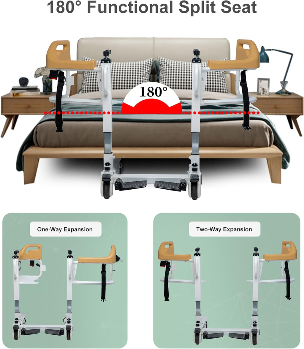 Patient Lift Transfer Chair for Home, 4 in 1 Portable Transfer Chair for Senior Adults, Bed to Toilet Transfer Lift, Ships from USA - Weight Capacity 290 lb - Easy to Use