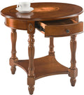 Large Oval End Table with Drawer, Sofa Side Table with Storage Shelf, Solid Wood Beside Table with Unique Floral Tabletop, Home Table for Living Room,Beeswax No-Tools Install CJZ1533MG