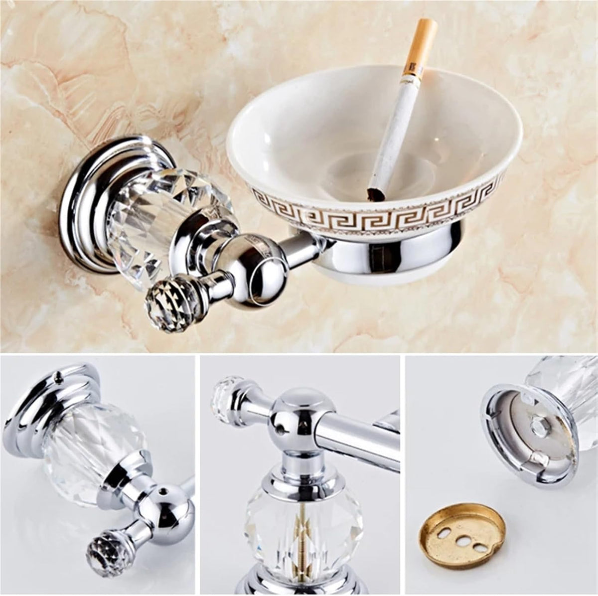Bathroom Hardware Set Crystal Bath Towel Shelf Toilet Paper Holder Sliver Chrome Bar Robe Hook EL8130(Hair Dryer Holder)