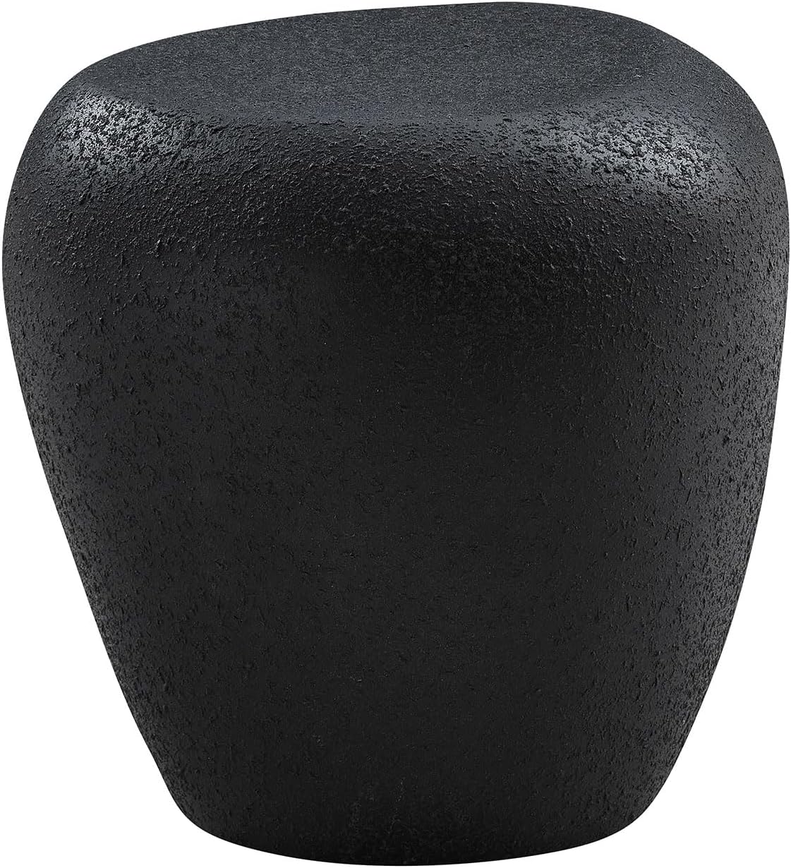 19.29'' Faux Stone Side Table End Table for Living Room, Modern Contemporary Style, Fiberglass Material & Grainy Stone Paint, No Assembly, Black