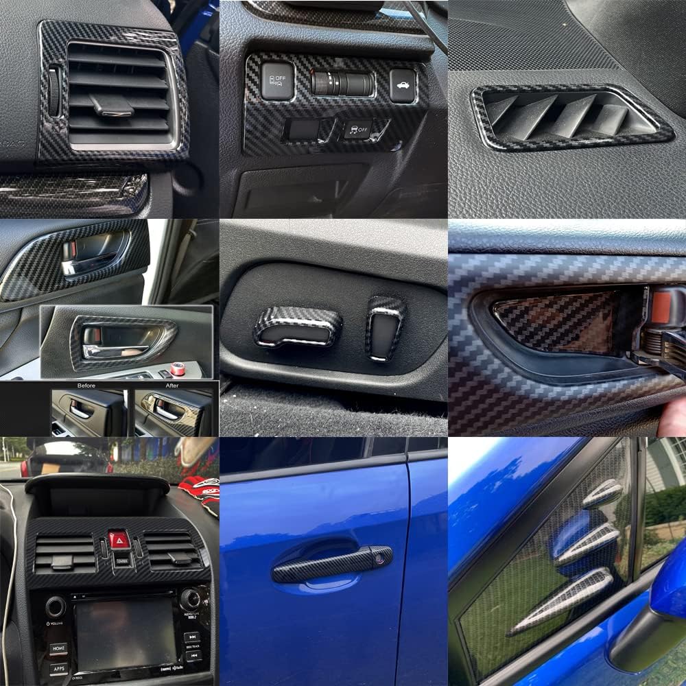 HIGH FLYING for Subaru WRX STi 2016-2019 2020 2021 Car Accessories Carbon Fiber Grain Cover Trim Full Kit ABS 26pcs (NOT Fit 2015 Model)