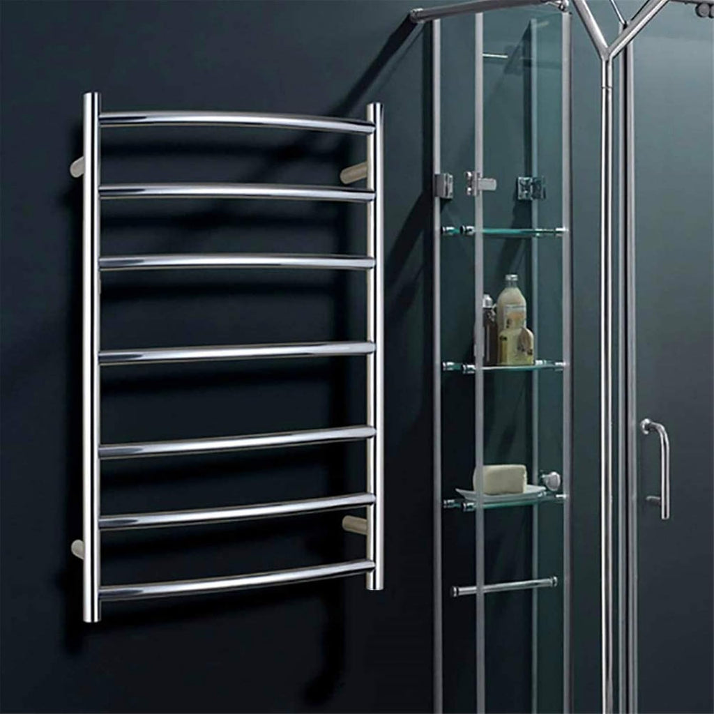 Towel Warmer, Electric Towel Warmer Rack Wall Mounted, Polish Chrome Heated Drying Rack with 7 Heated Bars Mirror,Bath Towel Dryer, Hardwi