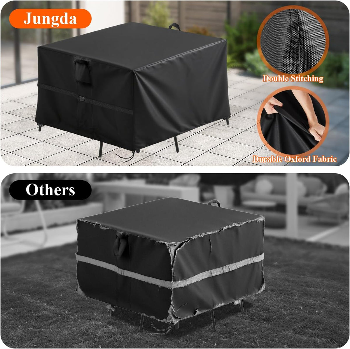 Outdoor Square Table Cover 136Inch,Waterproof Patio Square Furniture Covers,Heavy Duty Outside Squares Furniture Cover - 136 x 136 x 28 Inch