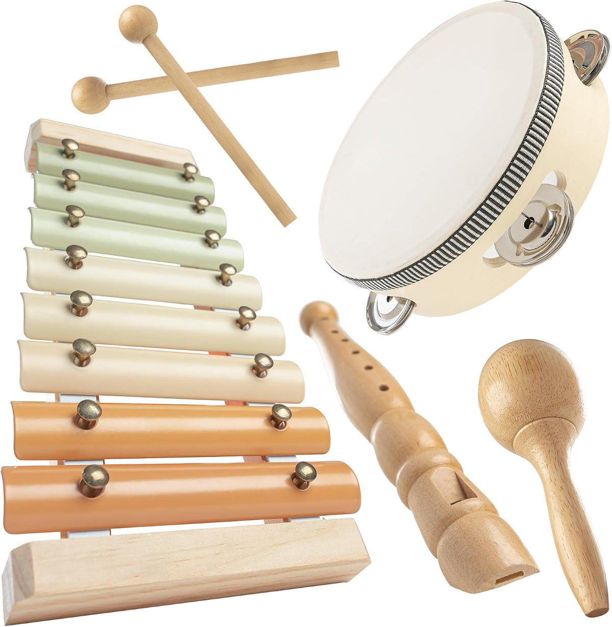 Comfy Cubs Kids Bookshelf and 4-Piece Kids Musical Instruments Set Bundled