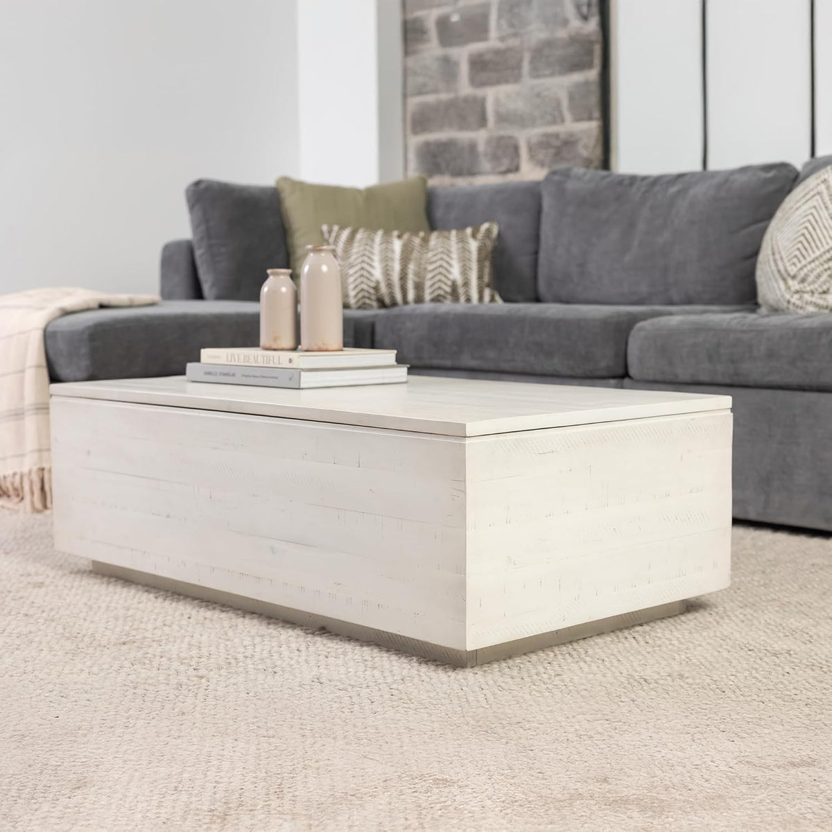Transformer Table - Lift Top Coffee Table with Storage, Modern Coffee Table for Living Room, Work & Dining, Space-Saving Small Coffee Desk with Hidden Storage, White