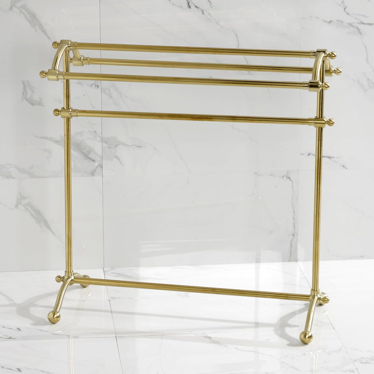 Kingston Brass CC2297 Vintage 30-Inch Freestanding Towel Rack, Brushed Brass
