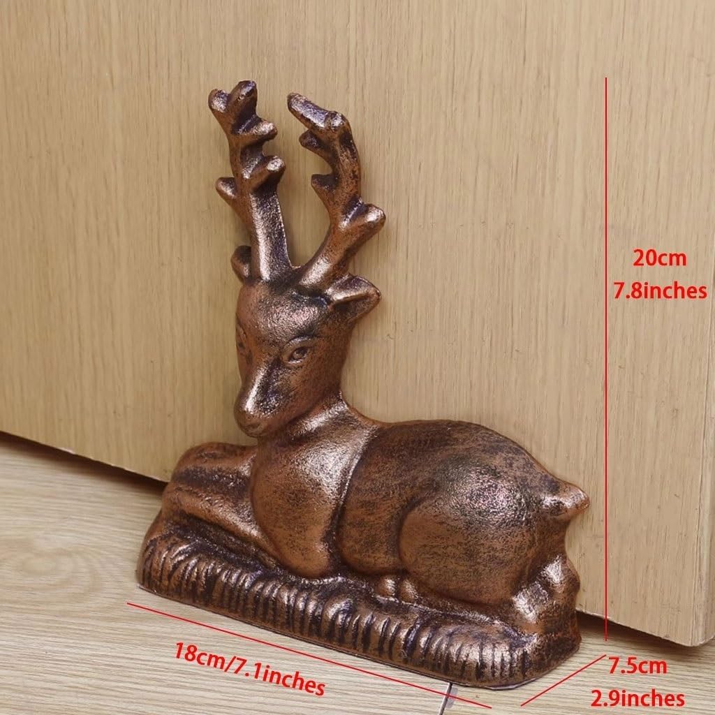 Door Stop Stopper Holder Deer-Shaped Pastoral Style,Cast Iron Material Non-Slip,Study Desk Art Decoration,Housewarming Gift