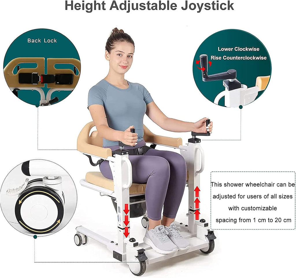 Patient Lift Transfer Chair for Home, 4 in 1 Portable Transfer Chair for Senior Adults, Bed to Toilet Transfer Lift, Ships from USA - Weight Capacity 290 lb - Easy to Use