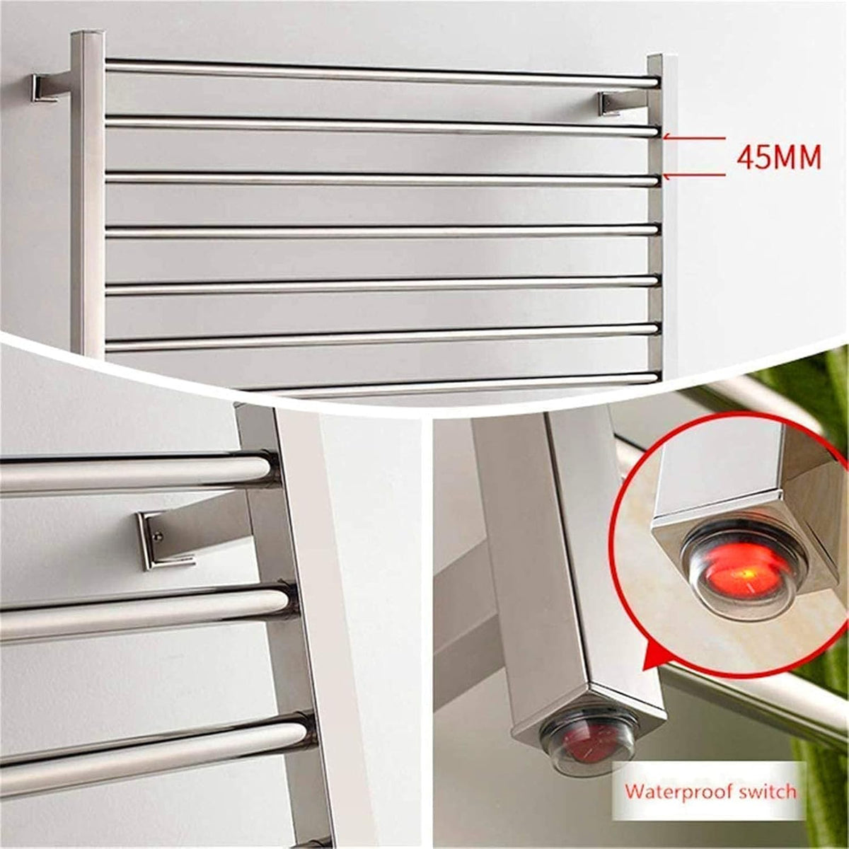Towel Warmer,Hot Towel Warmer, Wall Mounted Electric Towel Warmer, Drying Rack 8-Bar 150W, 530X900X120Mm,Hardwired,Bath Towel Dryer/Hardwired, Plug in