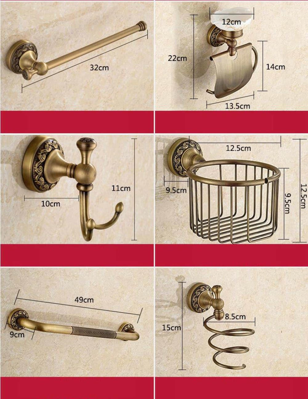Antique Brushed Copper Carved Base Bathroom Accessories Bath Towel Shelf Towel Bar Paper Holder Cloth Hook,Towel Racks
