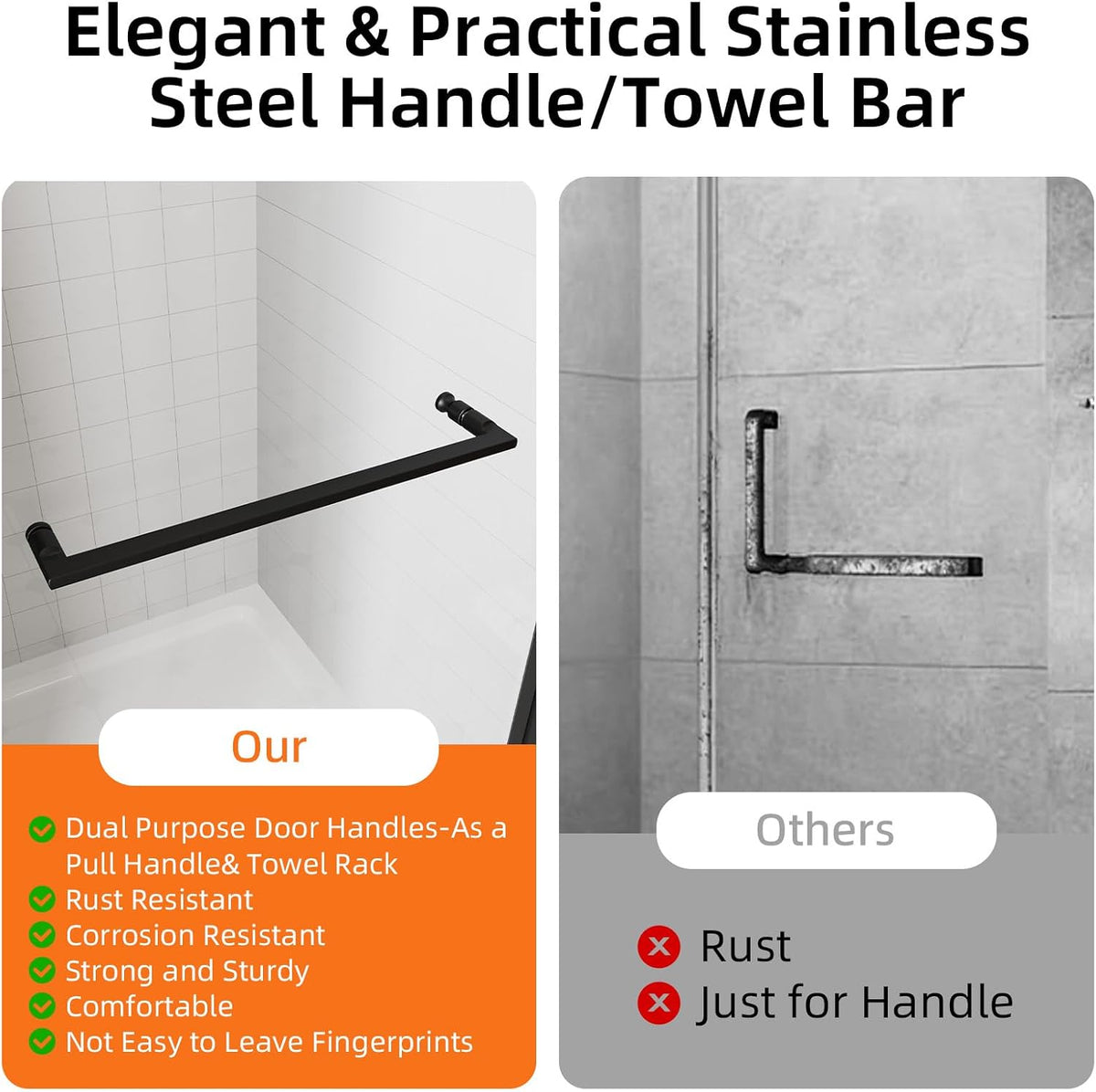 ACE DECOR 28-32' W x 72' H Frameless Pivot Shower Door, Pivot Swing Shower Glass Door with 1/4' (6mm) and 5/16' (8mm) Tempered Glass, Easy-Clean Coating, Matte Black Finish, Reversible Installation