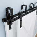 ZEKOO 5.5FT Double Track Bypass Sliding Barn Door Hardware Kit for 2 Doors, Bypass Barn Door Track Kit, Low Ceiling, Easy Install, I Shape Hanger, Fit 33' Wide Door Panel