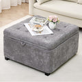 4-in-1 Storage Ottoman 30 Inch Large Hidden Storage Ottoman Foot Stool Square Ottoman Coffee Table with Soft-Close Hinge for Living Room (Gray)