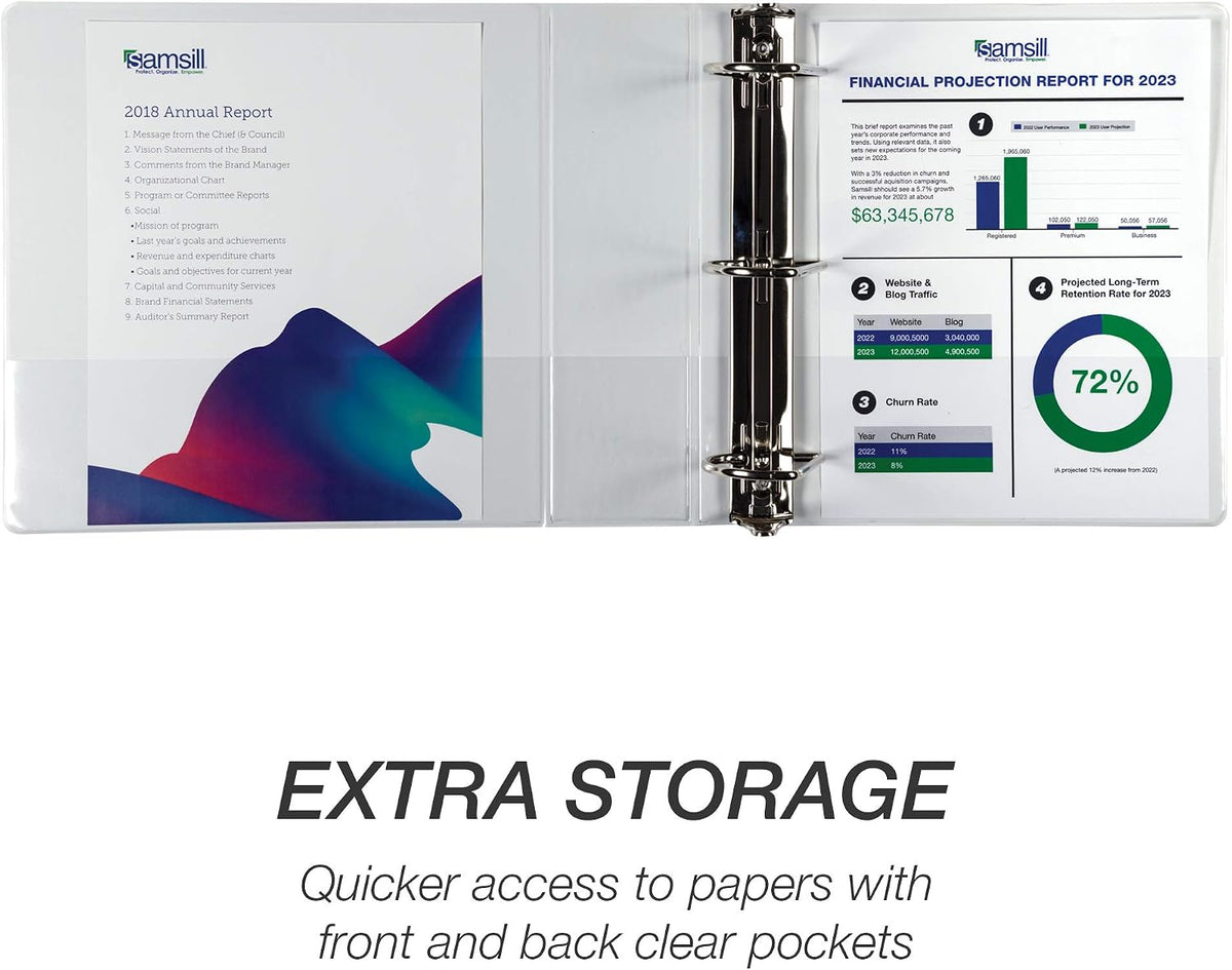 Samsill Durable 4 inch 3 Ring Binder, D Ring Binder, 100% Recycled Chipboard, White, Pallet of 216 Binders in 36 Cartons