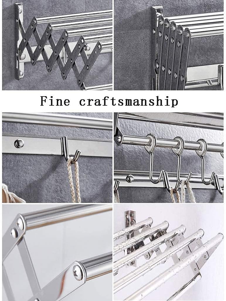 Bath Towel Rack Bar Dryer Folding Clothes 7 Rods Collapsible Washing Line/60Cm/23.6In