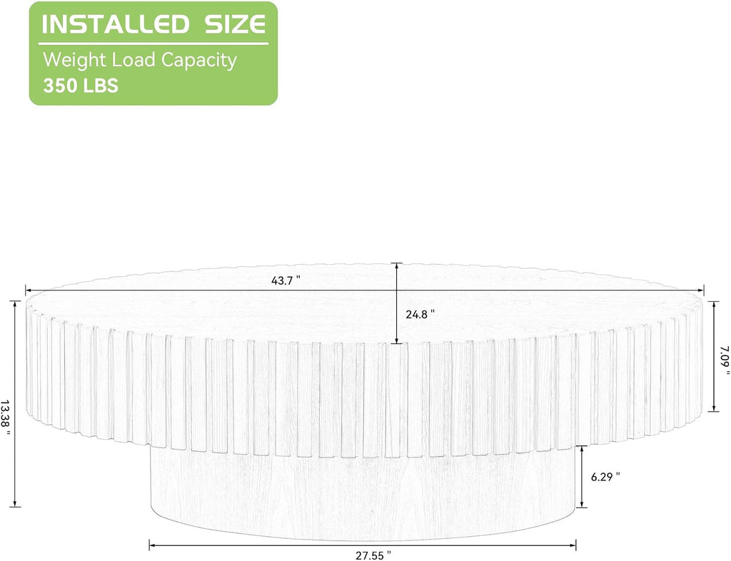 KEVINSPACE Coffee Table Oval 43.7' Wood CoffeeTable for Living Room Farmhouse CoffeeTable Mid-Century CoffeeTable Modern Sofa SideTable Home Furniture Small Space Office Apartment Walnut