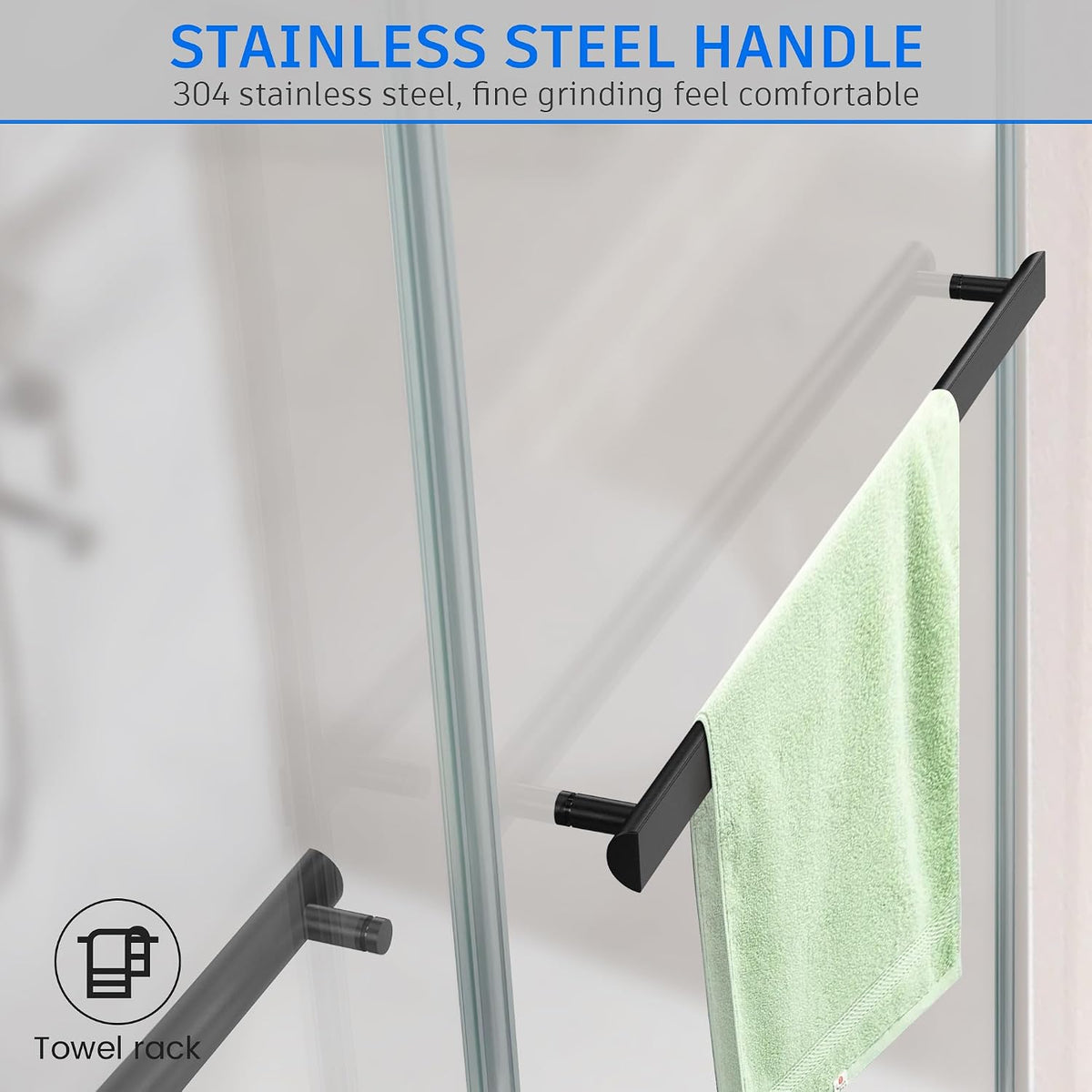 Frameless Sliding Shower Door, 56-60' W x 76' H Glass Shower Door with 5/16' (8mm) Clear Tempered Safety Glass, Stainless Steel Hardware, Double Sliding Shower Door, Matte Black