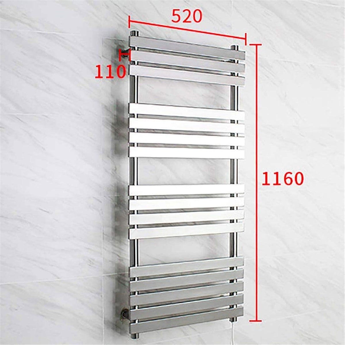 Towel Warmer,Wall Mounted Towel Warmer Electric Heated Drying Racks for Bathroom Stainless Steel 16 Bars Polished 88 Watt,Bath Towel Dryer, Hardwired