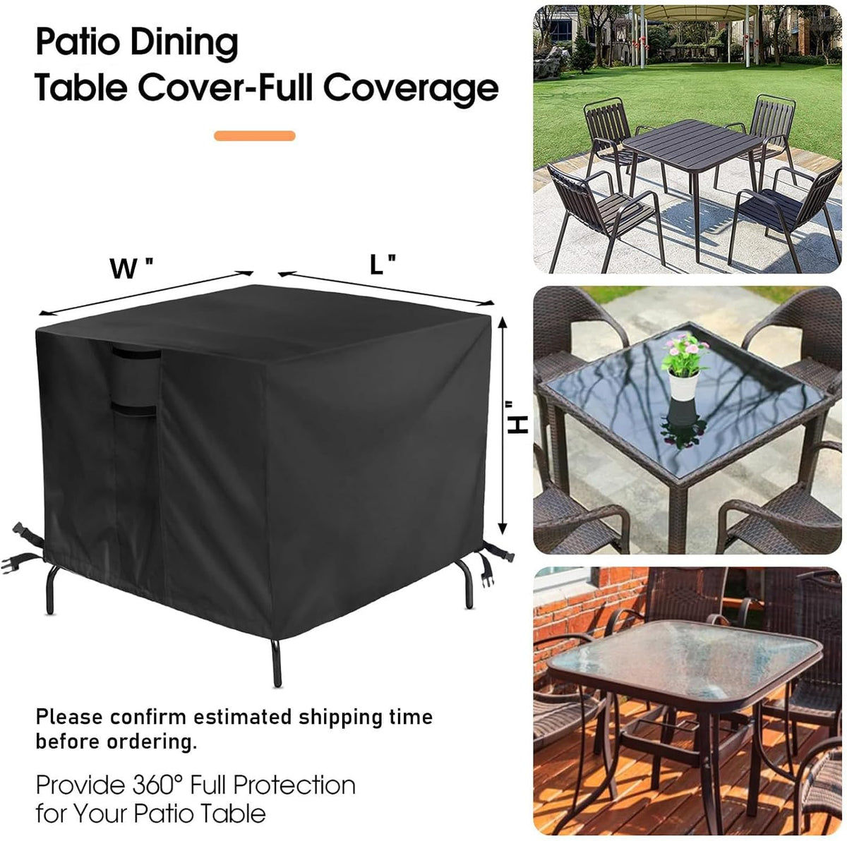 Outdoor Square Table Cover 100Inch,Waterproof Patio Square Furniture Covers,Heavy Duty Outside Squares Furniture Cover - 100 x 100 x 34 Inch