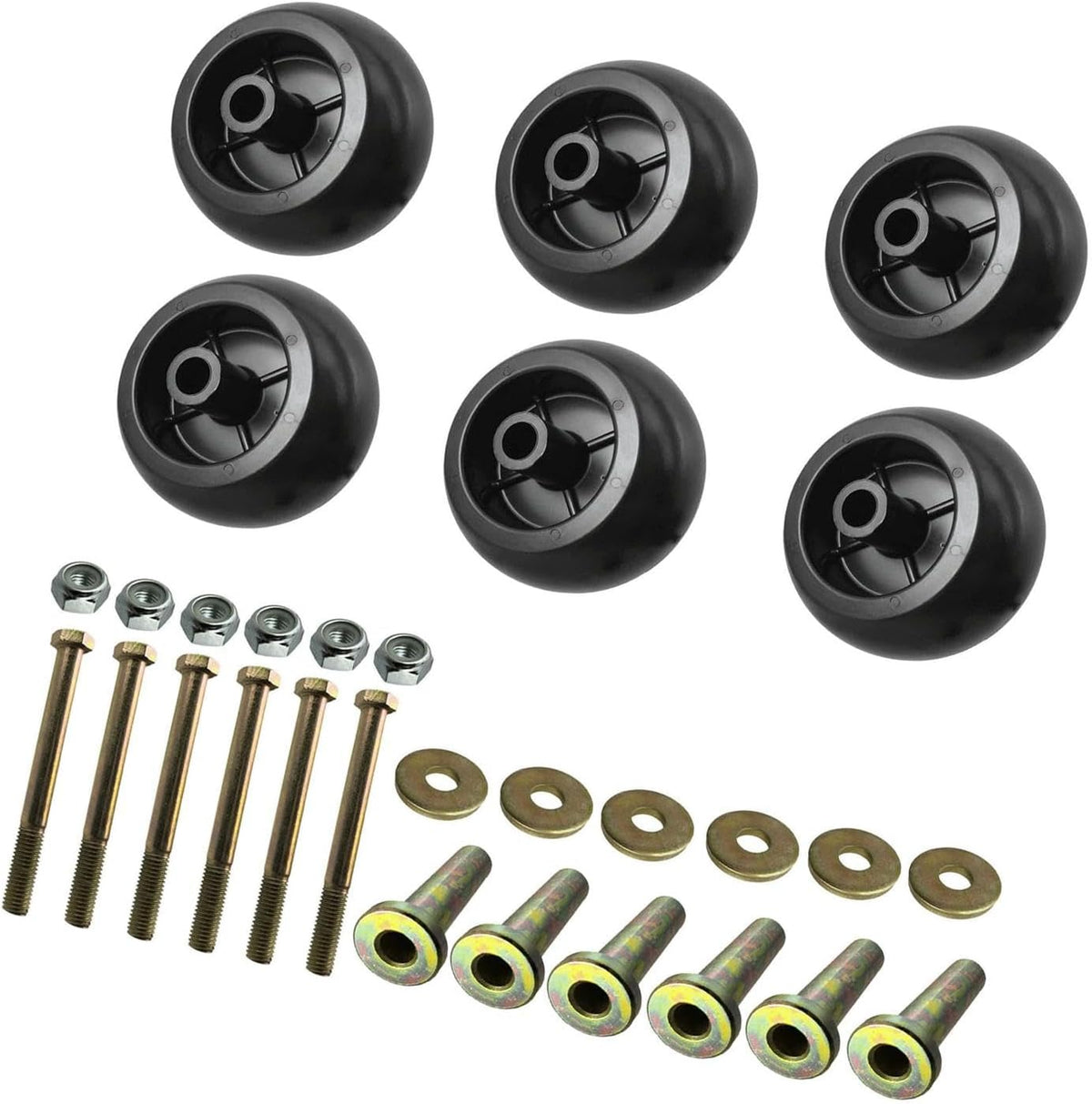 Baoblaze Deck Wheels Kit with & Locknuts Mower Parts Sturdy Hardwares Lawn Mower Accessories for 68-2730 116-9981 103-3168, 6 Pieces Kit