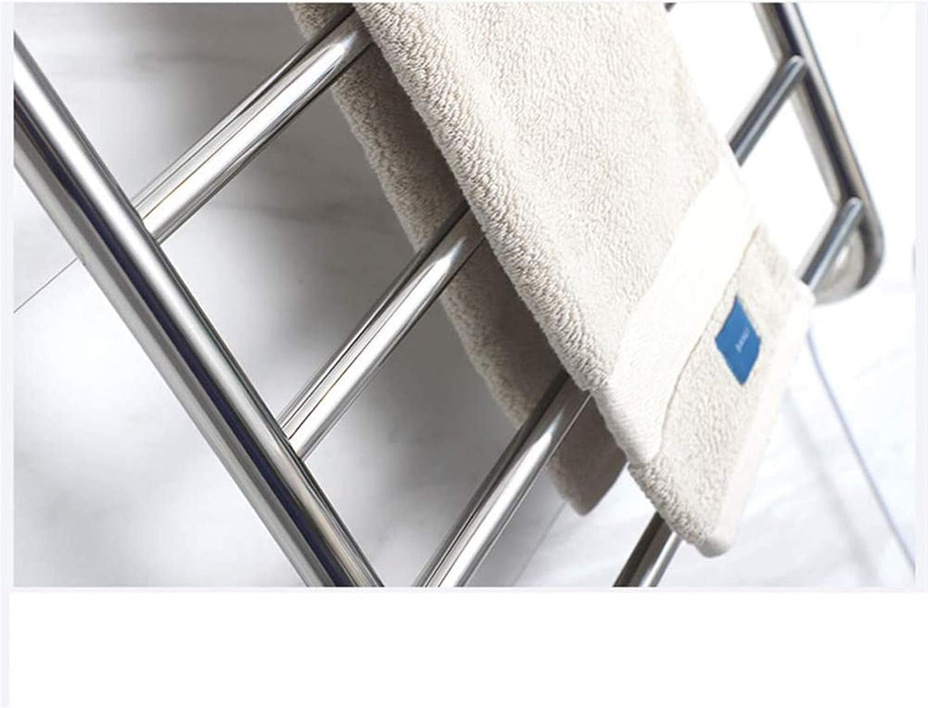 Heated Towel Rail Bathroom Wall Heater Electric Towel Warmer, 6 Bars Towel Dryer Wall-Mounted Bright Light Bath Towel Heater - Stainless Steel