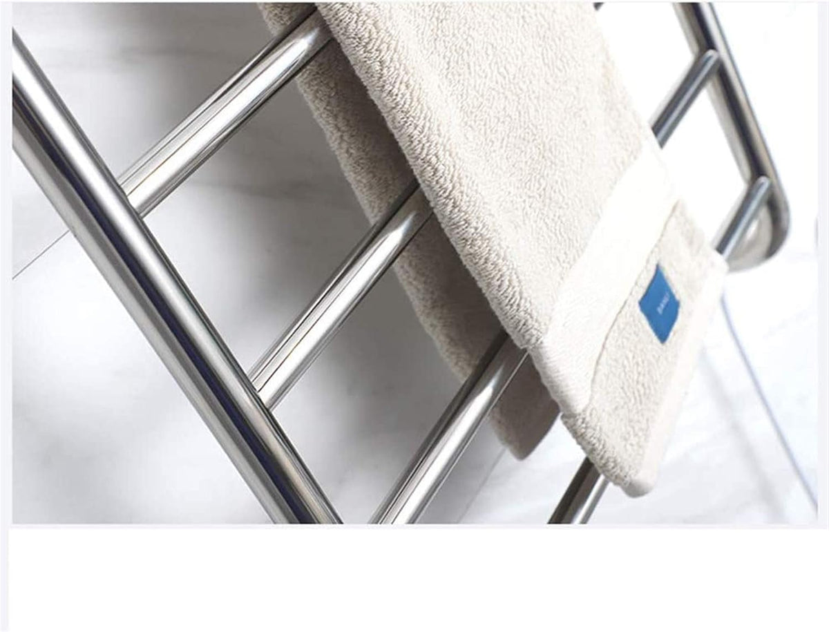 Heated Towel Rail Bathroom Wall Heater Electric Towel Warmer, 6 Bars Towel Dryer Wall-Mounted Bright Light Bath Towel Heater - Stainless Steel