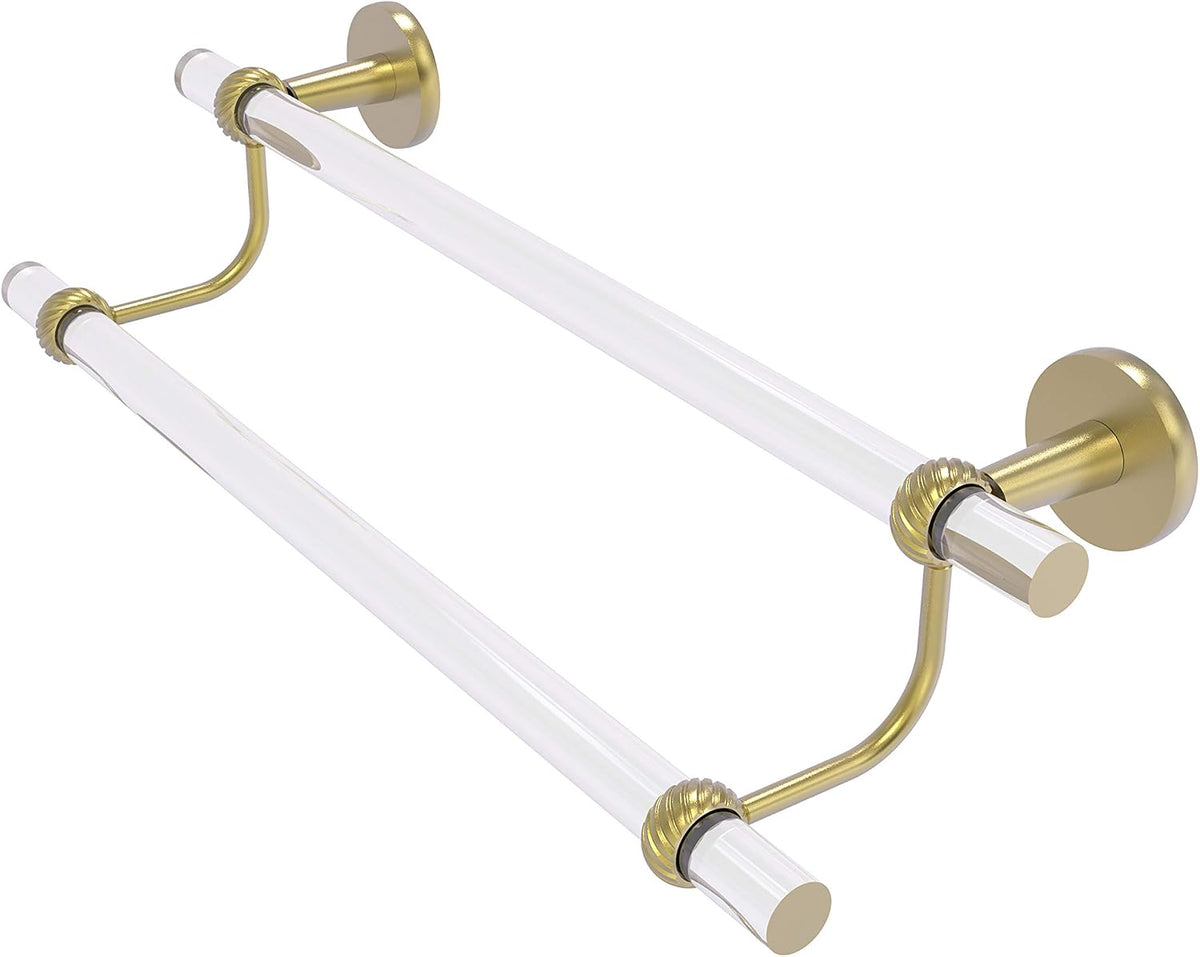 Allied Brass CV-72T-18 Clearview Collection 18 Inch Double Twisted Accents Towel Bar, Satin Brass