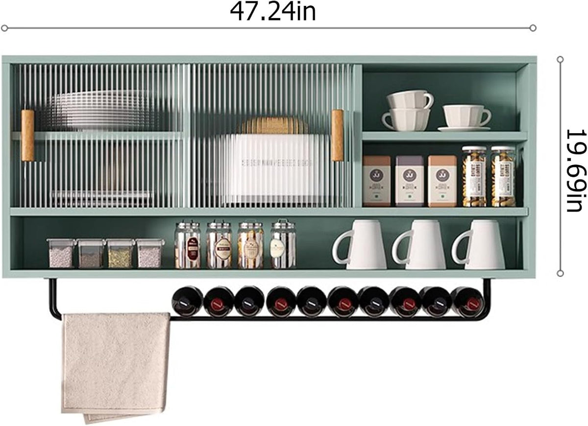 Modern Wall Mounted Storage Cabinet,Wooden Large Kitchen Wall Cabinet with 2 Glass Door and Towel Bar,Large Capacity Medicine Cabinet for Kitchen Living Room Laundry Room Cabinets