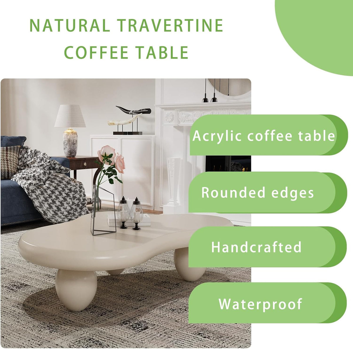 Cloud Coffee Table, Cute Irregular Coffee/Tea Table with Large Tabletop, Accent Cocktail Table, Cloud Shape Modern Coffee Table for Living Room, Office, Home Dec (C White 41.33 inch)