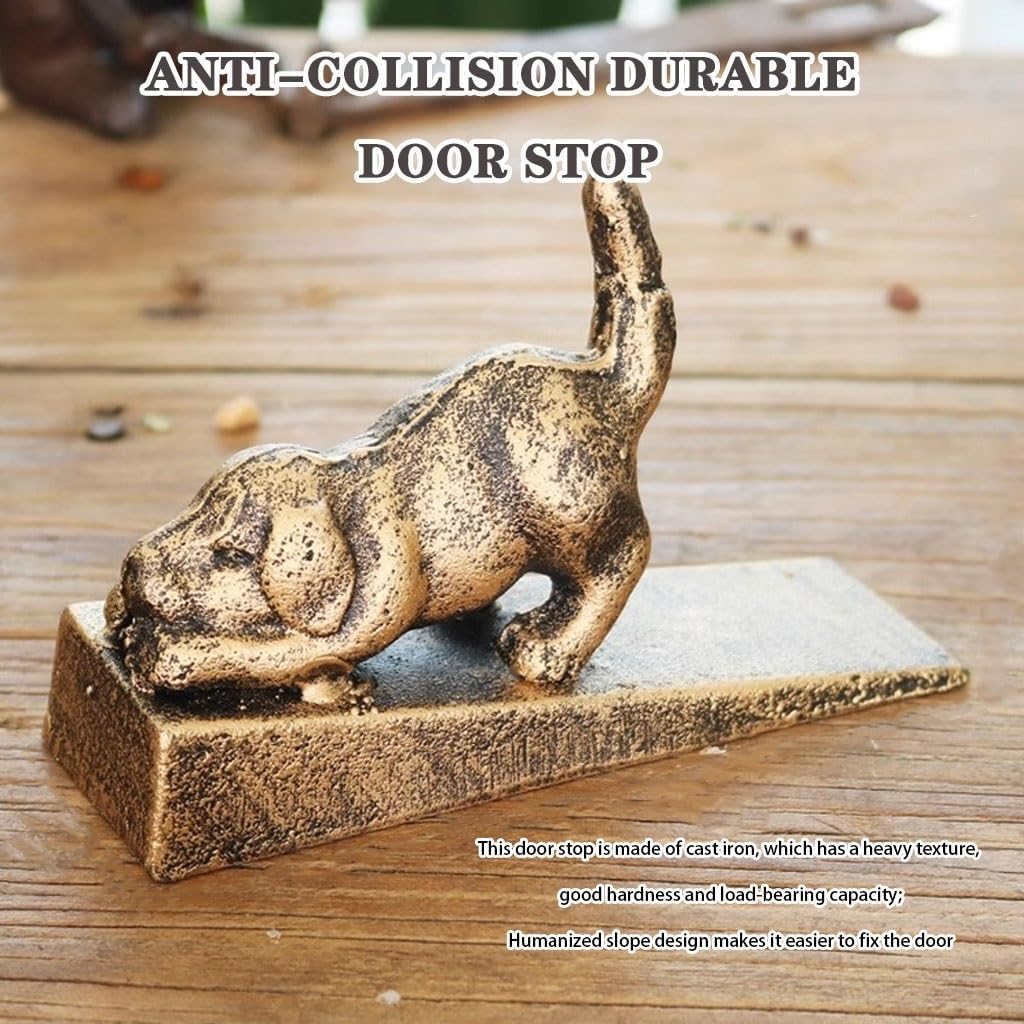 Door Stop Stopper Holder Cast Iron Dog,Rustic Vintage Style Animal Statue