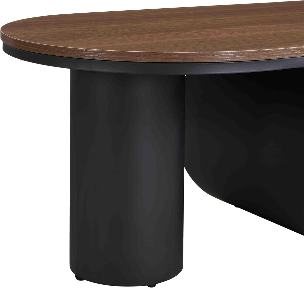 Oval Coffee Table, 47.24'' Modern Luxury Oval Decorative Coffee Center Table with Brown Wooden Top and Black Metal Base and 1 Drawer, Cocktail Tea Table for Living Room Apartment