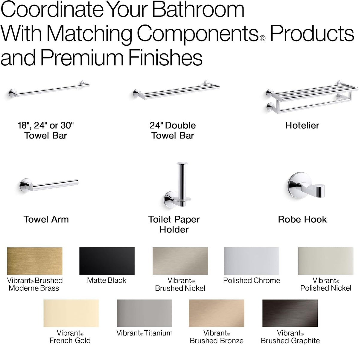 Kohler 78374-BV Components® 30' Towel bar, Vibrant Brushed Bronze