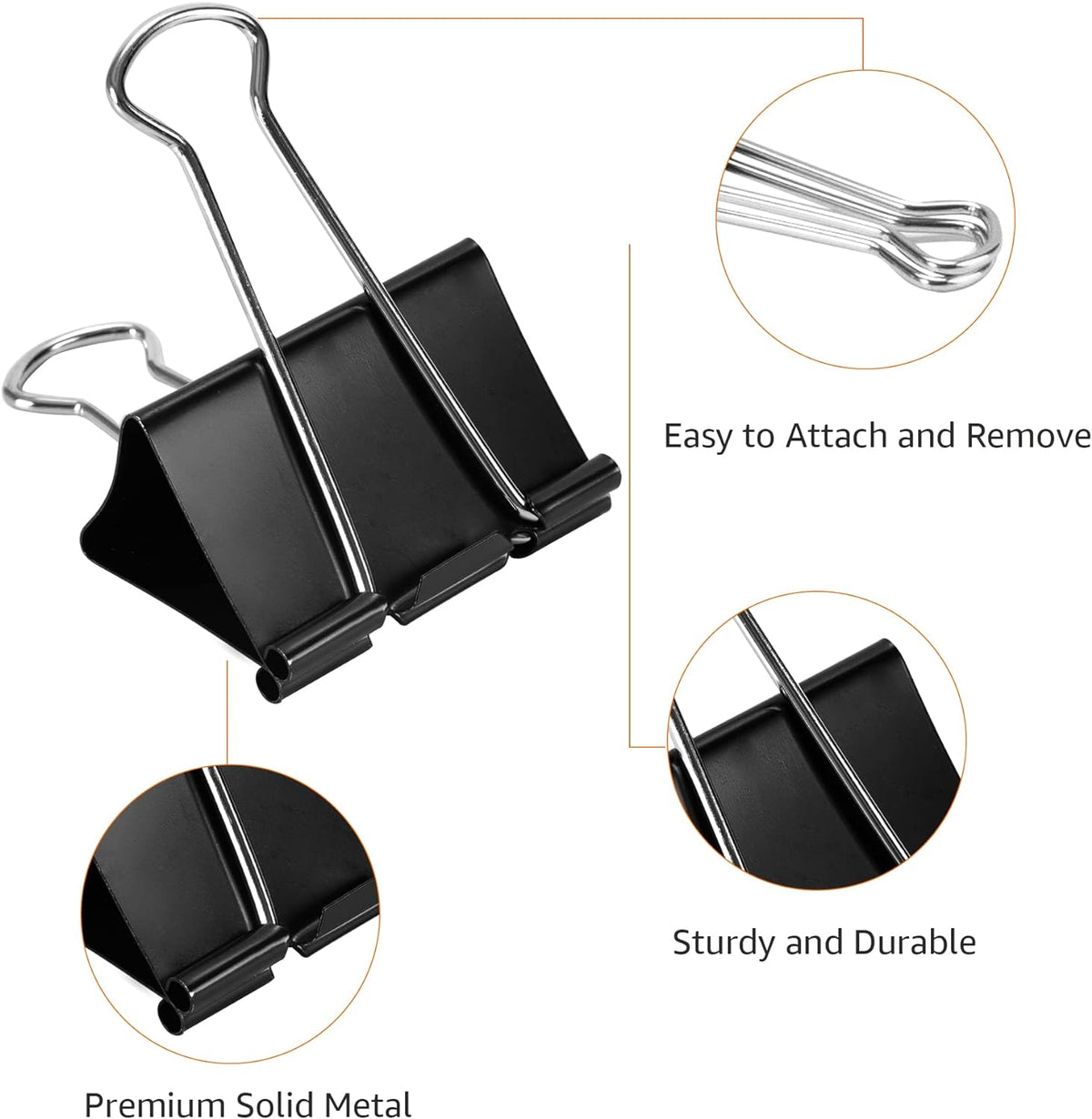 Amazon Basics Sturdy Binder Clips for Office Use, 96 Count, Medium, 1.25 in, Black (Pack of 12)