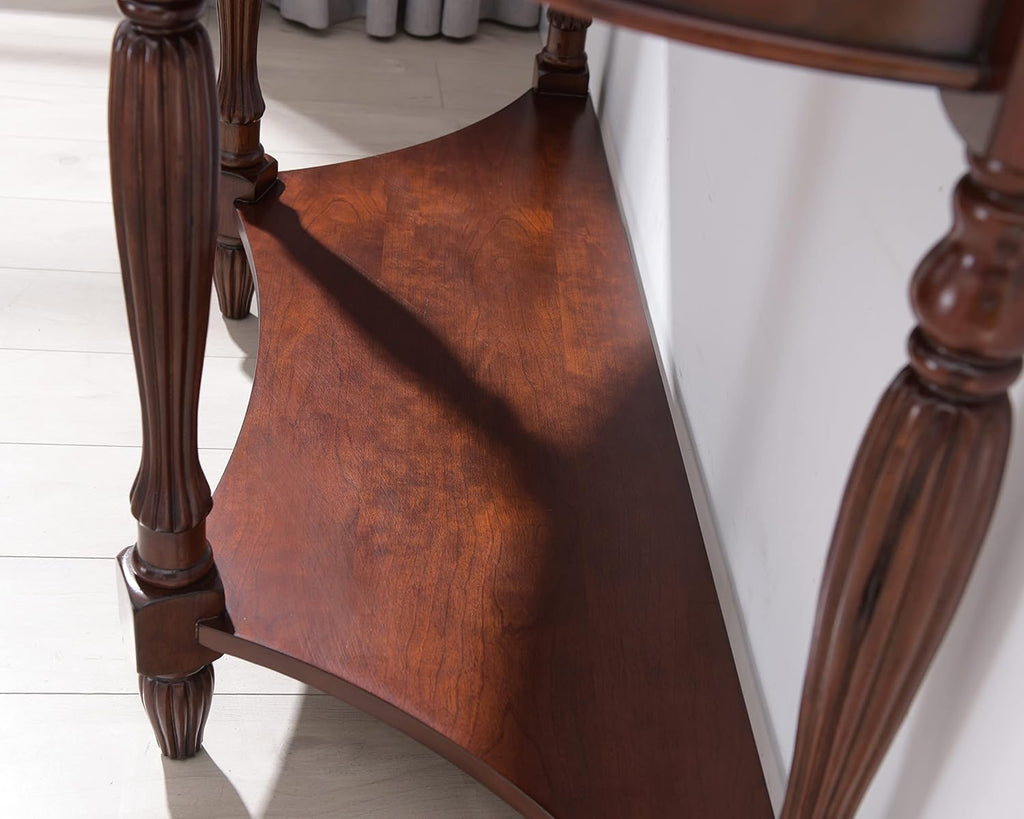 Solid Wood Semi-Circle Sofa Table with Drawer, 45.3' Traditional Living Room Console Table with Open Bottom Shelf 2-Tier Vintage Elliptical Entry Table for Home Office,Cherry Walnut SFZ1533
