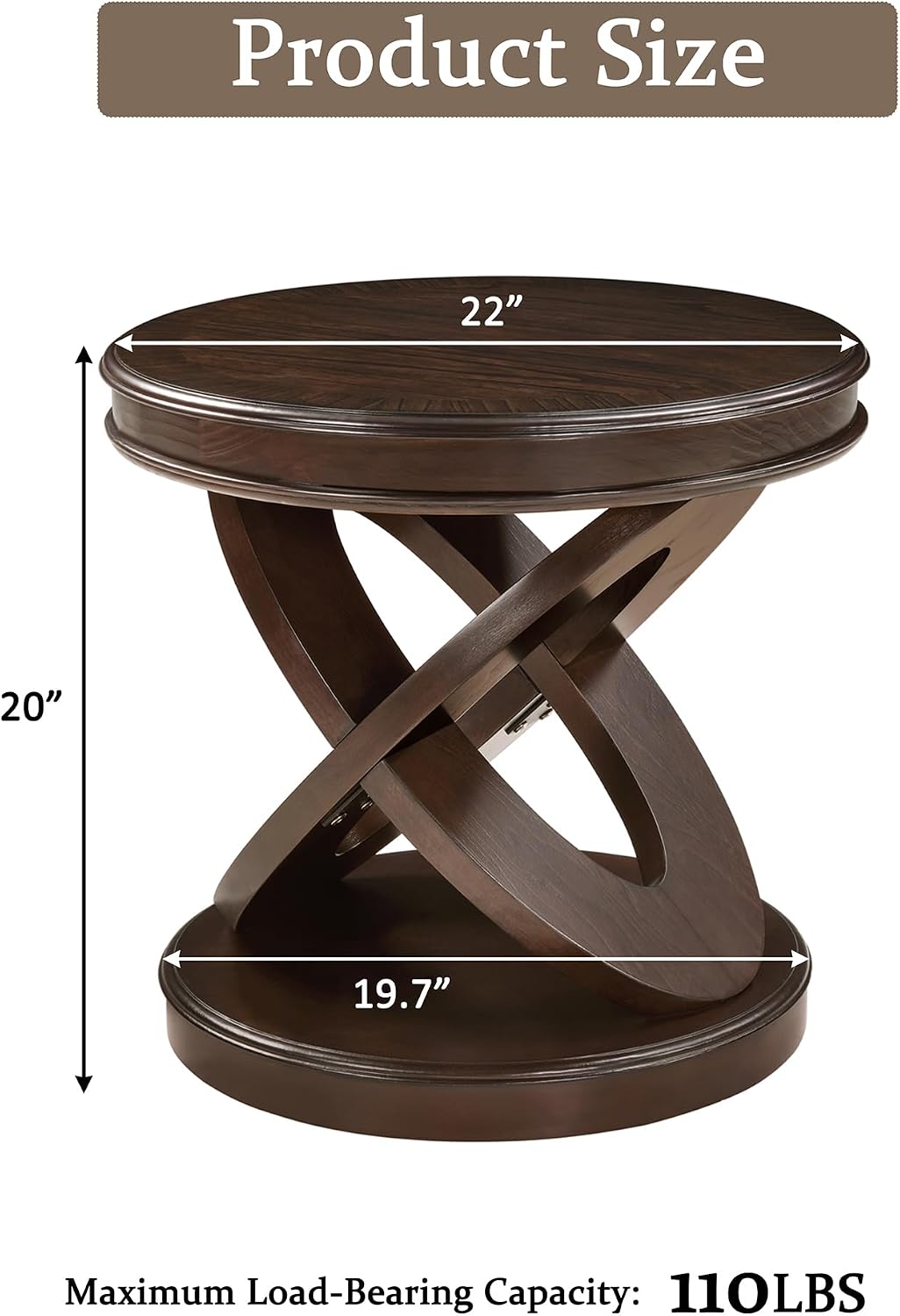 Retro Coffee Table Sets 3 Pieces, Wood Living Room Table Set Include 44' Oval Coffee Table, Round End Table Set of 2