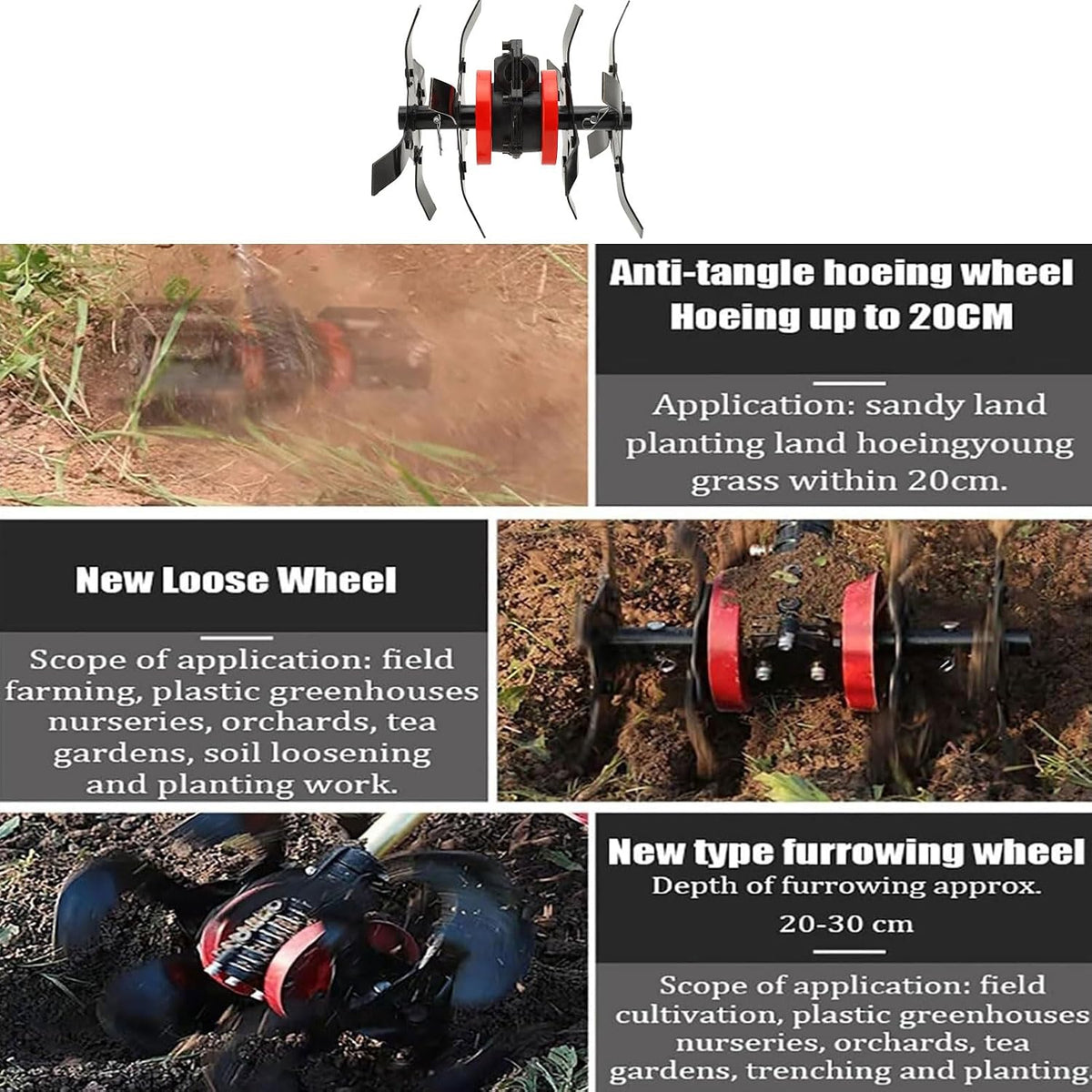 Lawn Mower Weeding Wheel, Loosening Soil Machine Wheel Gardening Accessories, 2 in 1 Multipurpose Cultivator Tool Wheels, Electric Tiller Wheels for Mowing, Lawn Mower Parts, 28mm 9 Teeth