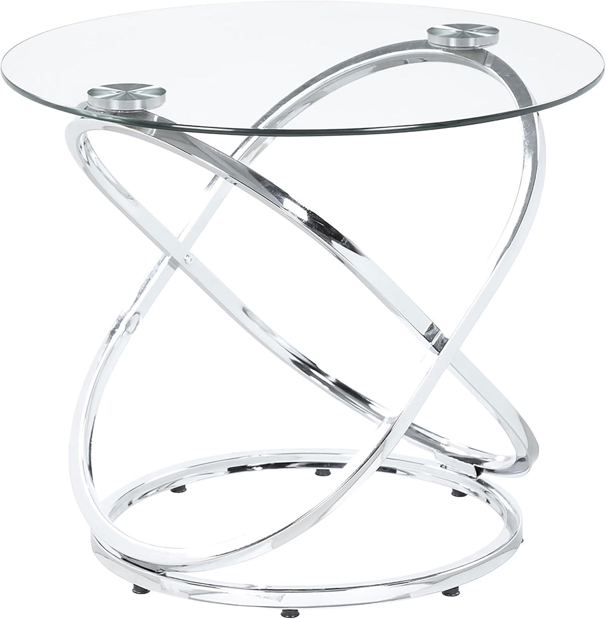 Coaster Home Furnishings - Warren - 3-Piece Coffee Table Set with Clear Glass Oval Tops, Metal Frame with Intertwined Ring Design - Living Room - Chrome - 722373