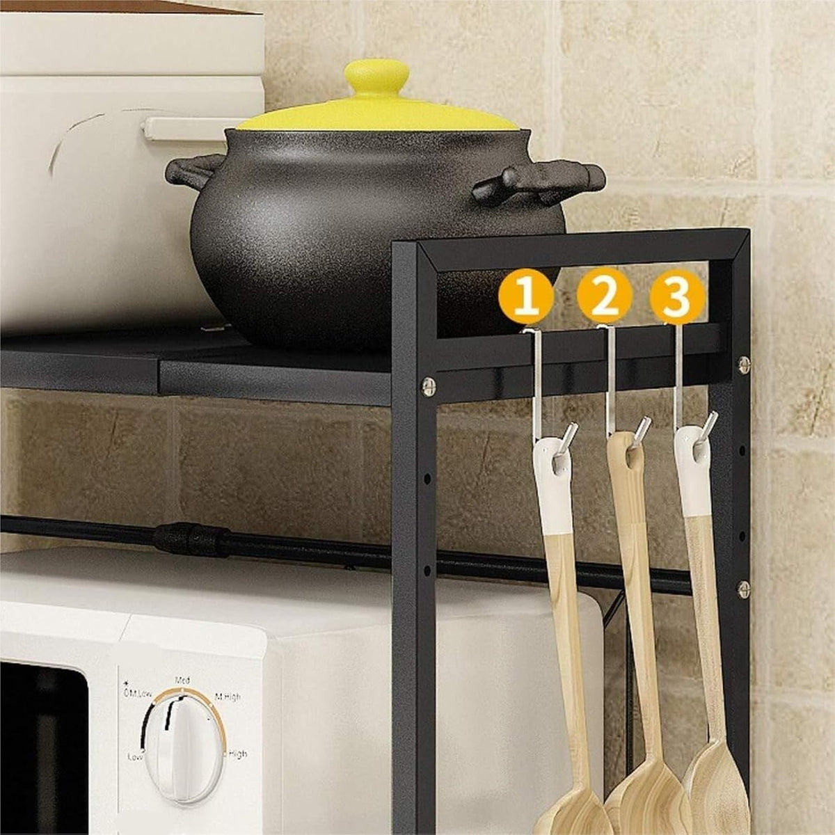 Microwave Stand 2 Layer Microwave Stand Kitchen Shelves Rack Floor Retractable Adjustable Oven Rice Cooker Storage
