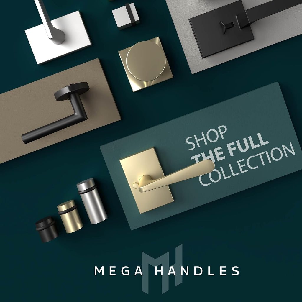 Mega Handles Laura Passage Door Knobs - 3 Pack Reversible Interior Door Knobs, Heavy Duty Matte Black Door Knob for Closet & Hallway, No Lock, Fits All Standard Door Sizes - Matte Black
