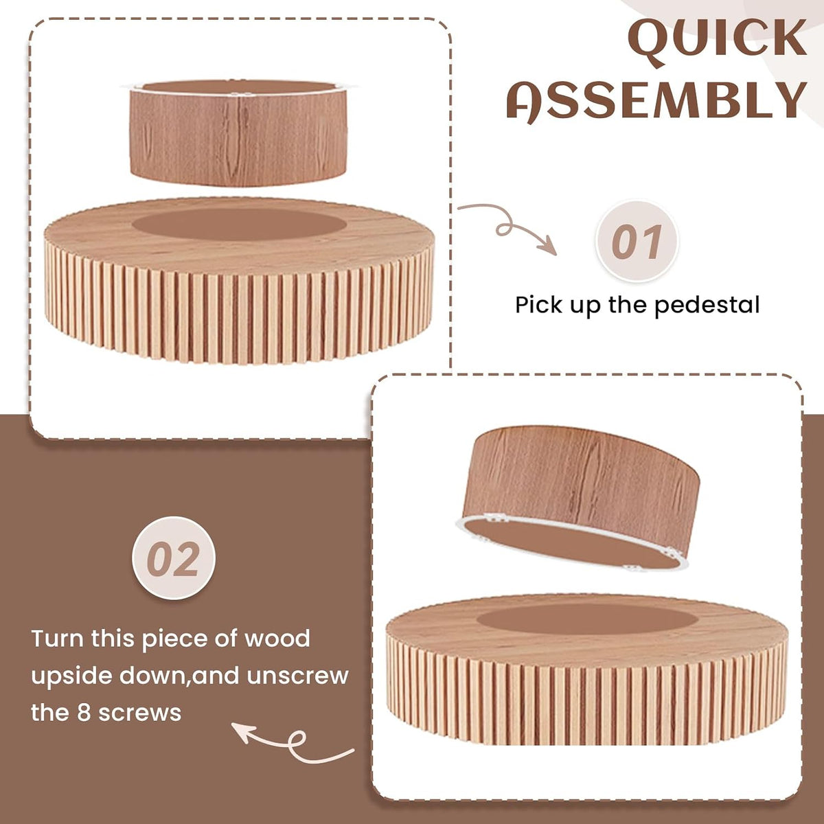 39.37' Round Coffee Table Wood, Modern Unique Oak Circle Coffee Table, Contemporary Drum Wooden Fluted Coffee Table Side Center Table for Living Room,Apartment,Office, Natural Ash