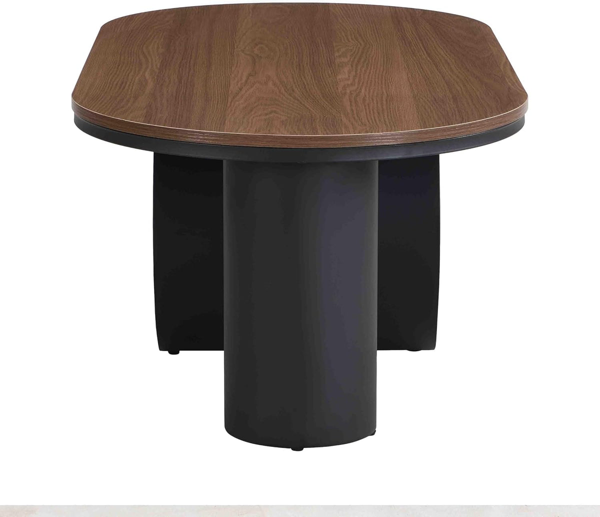 Oval Coffee Table, 47.24'' Modern Luxury Oval Decorative Coffee Center Table with Brown Wooden Top and Black Metal Base and 1 Drawer, Cocktail Tea Table for Living Room Apartment