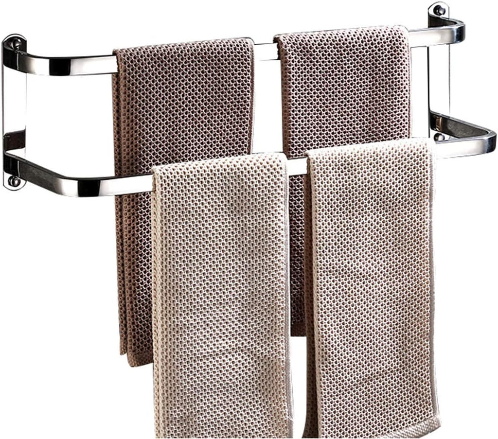 Double Pole Towel Rack Punch-Free Towel bar Bathroom Suction Cup Towel Holder Space Aluminum Towel Shelf-A 57cm(22inch) (Double Layer 60cm)