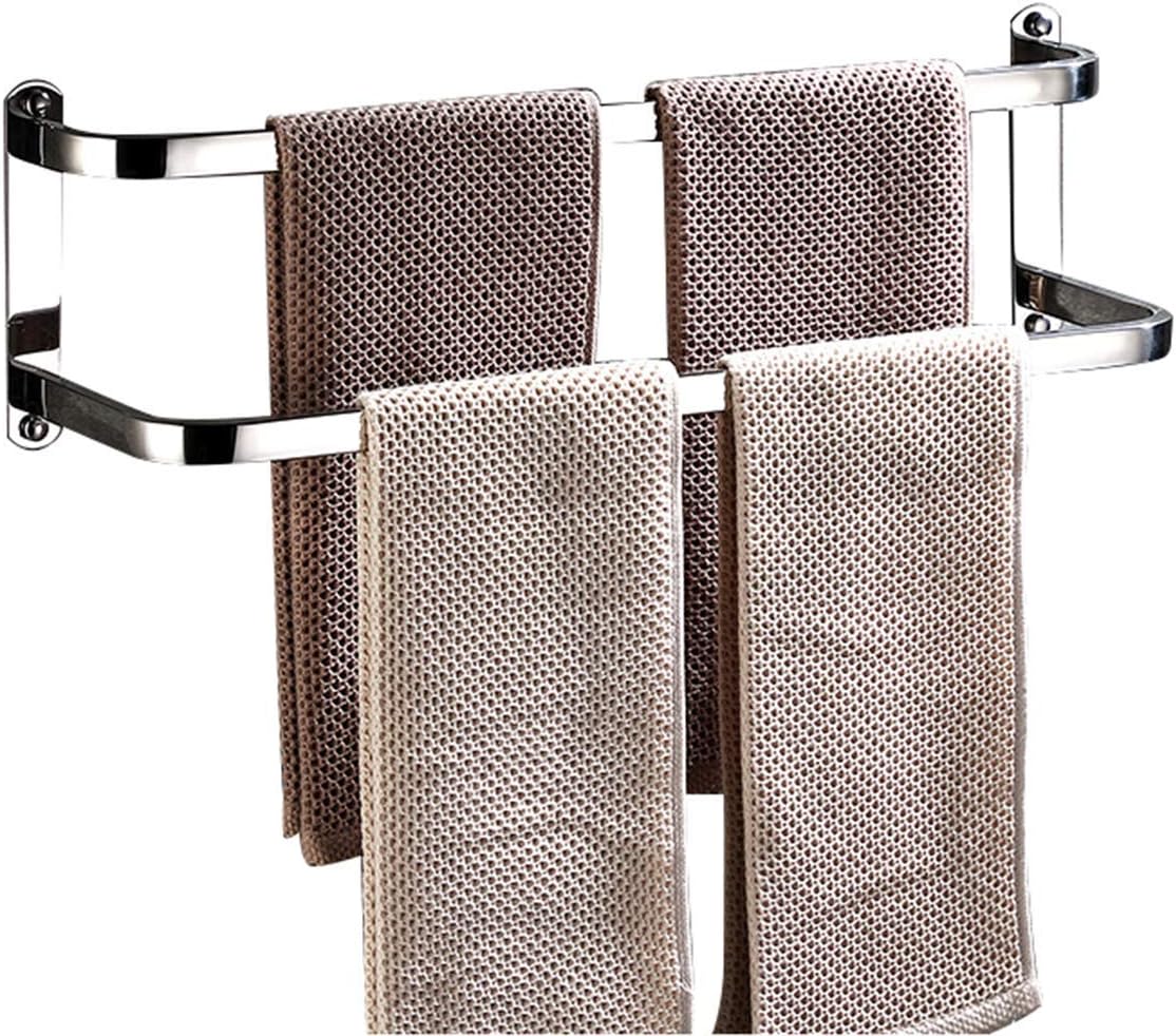Double Pole Towel Rack Punch-Free Towel bar Bathroom Suction Cup Towel Holder Space Aluminum Towel Shelf-A 57cm(22inch) (Double Layer 70cm)