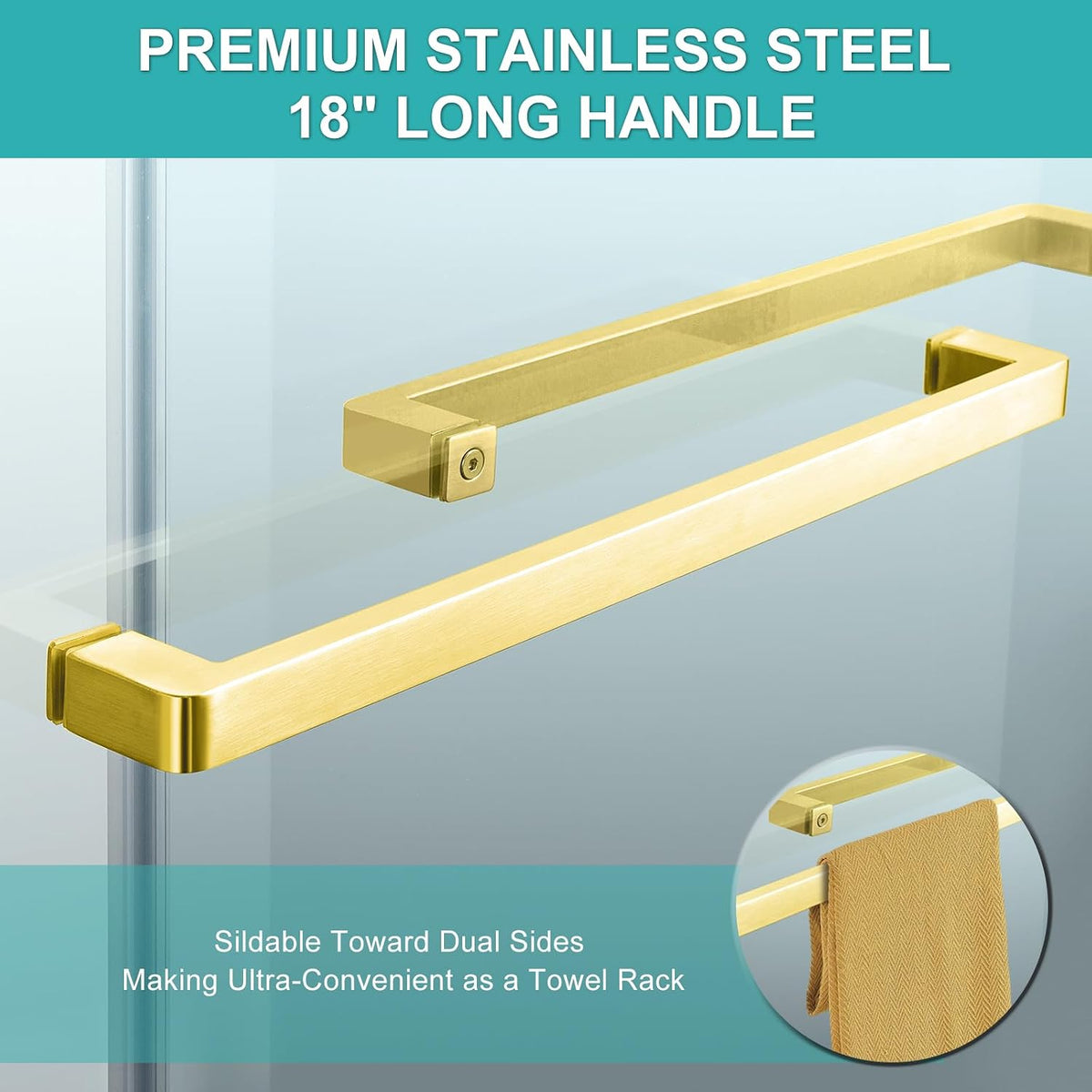 Milano Double Sliding Shower Door, 60 in.W x 74 in.H Framed Shower Door 5/16'(8mm) Clear Tempered Glass, 18 inch Pull Handle, Stainless Steel Hardware, Brushed Gold Finished