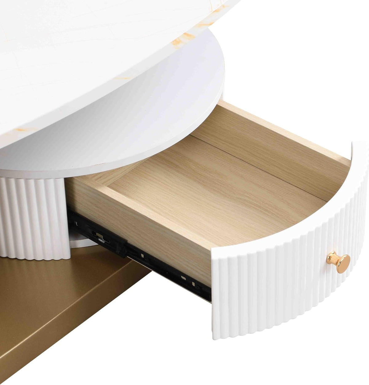 Modern 47.2' Nesting Coffee Table Set of 2, Oval and Round Centre Table Set for Living Room, Faux Marble Coffee Table and Round End Table, Luxury Living Room Accent for Apartment