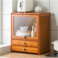 Storage Cabinet for Kitchen, Countertop Small Bamboo Kitchen Pantry Sideboard, with Flip-Top Door and Drawer, Use for Spice Seasoning Bottles, Cups Storage Cabinet,42×52cm/16.5×20in